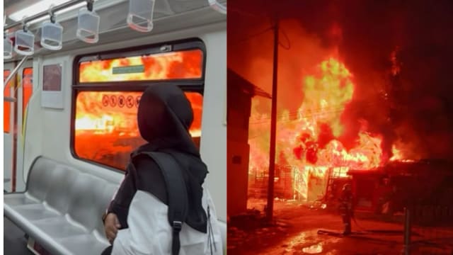 马国吉隆坡非法木屋发生火患 轻轨乘客：很恐怖