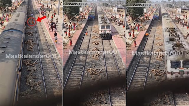 火车撞飞木材 印度女子被砸重伤