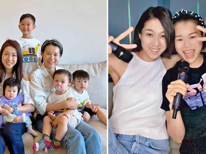 So many kids! Myolie Wu and Linda Chung had a playdate with all their children