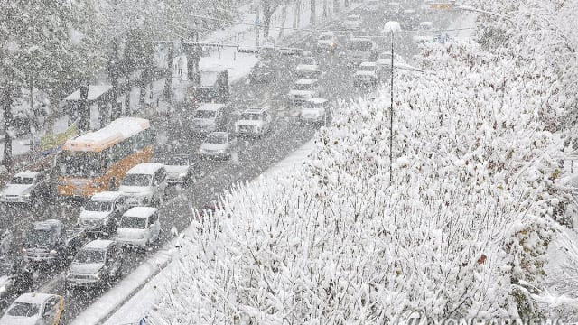 韩国出现强降雪 近240趟航班客船被取消