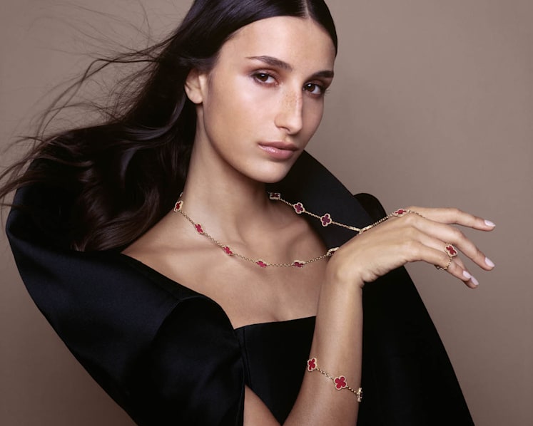 A new shade of luck: Van Cleef & Arpels’ Alhambra collection now comes in pink enamel