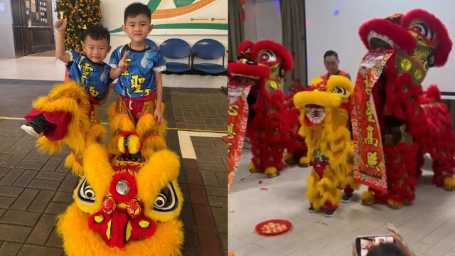 年幼兄弟舞狮献艺 为疗养院带来过节欢乐