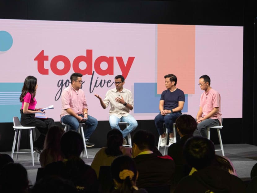 From left: Moderator Elizabeth Neo, TODAY correspondent Ng Jun Sen and fellow panellists Chirag Agarwal, Alvin Tan and Nathaniel Koh. From left: Moderator Elizabeth Neo, TODAY correspondent Ng Jun Sen and fellow panellists Chirag Agarwal, Alvin Tan and Nathaniel Koh.