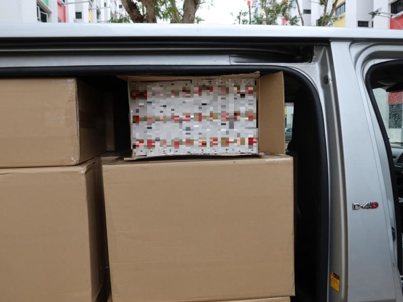 Duty-unpaid cigarettes found in a van at a car park in Yishun.