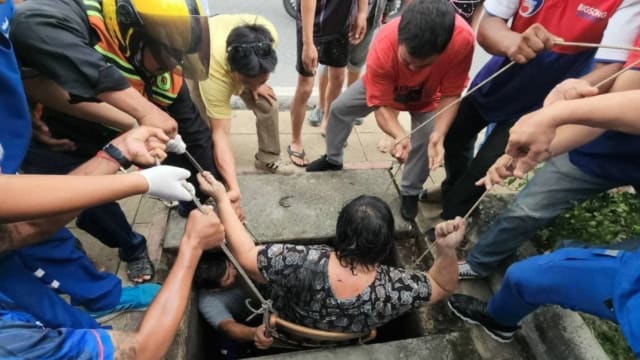 泰妇女跌进沙井 被困超过半小时才被救出
