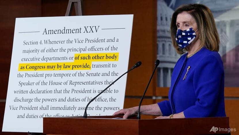Pelosi unveils 25th Amendment bid, questions Trump's fitness Pelosi unveils 25th Amendment bid, questions Trump's fitness