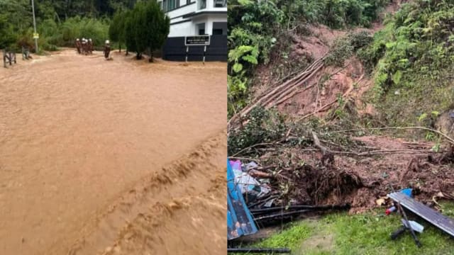 马国金马仑滂沱大雨 住宅区发生突发性淹水和小土崩
