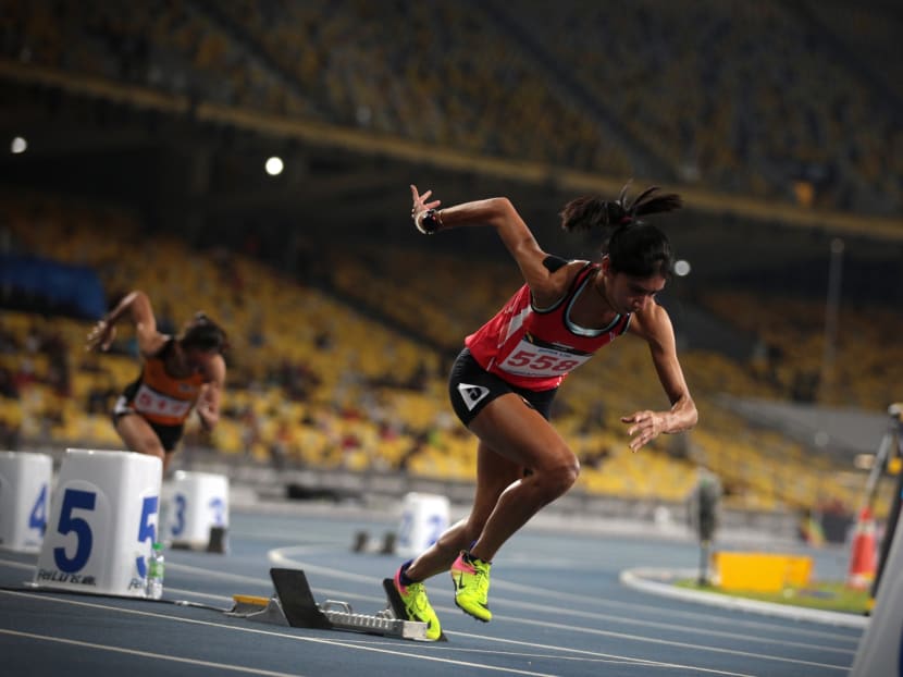 Dipna Lim-Prasad competes in the SEA Games womens 400m on August 24, 2017. Photo: Jason Quah/TODAY