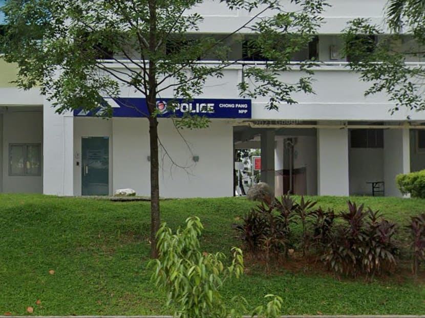 A view of Chong Pang Neighbourhood Police Post where Abdul Rahim Abu Bakar used black spray paint to deface the walls in September 2021. A view of Chong Pang Neighbourhood Police Post where Abdul Rahim Abu Bakar used black spray paint to deface the walls in September 2021.