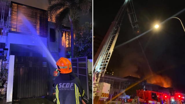 东海岸路排屋发生火患 一人轻微烧伤被送院