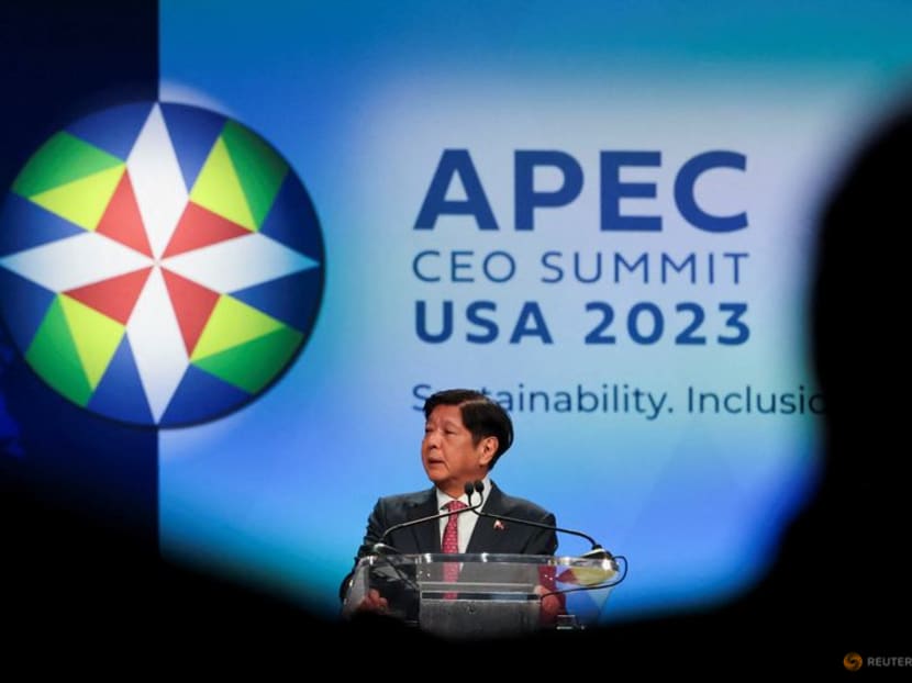 Ferdinand Marcos Jr. President of the Philippines speaks at the Asia-Pacific Economic Cooperation (APEC) CEO Summit in San Francisco, California, U.S., November 15, 2023. REUTERS/Carlos Barria