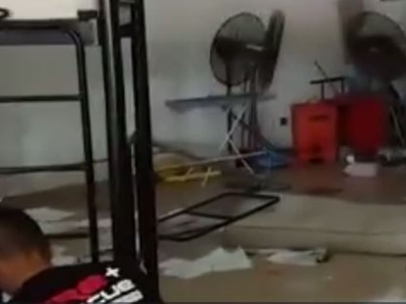 Screenshot of video circulating online showing a wrecked bunk. Photo: Screengrab from The Real Singapore
