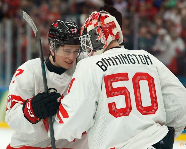 Ice hockey-Teen Celebrini makes early statement as Canada open campaign with emphatic win