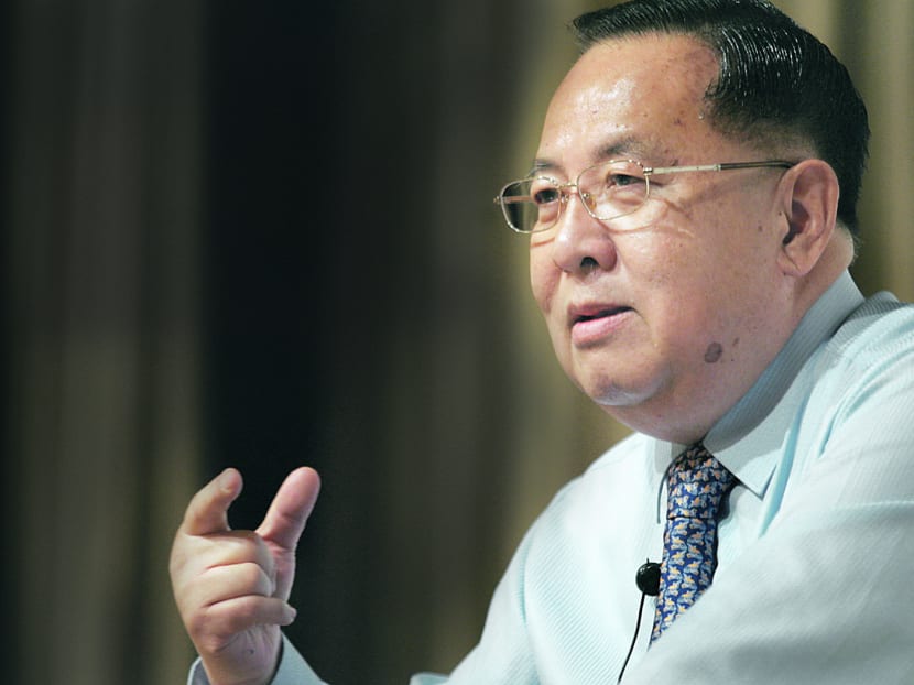 Mr Ngiam Tong Dow speaking at the SCCI's Distinguished Speakers Lecture Series at the Ritz Carlton Millenia Singapore. Photo: Don Wong