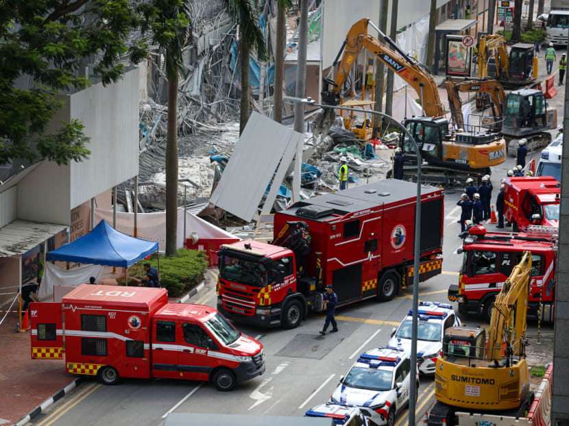 The site of the former Fuji Xerox Towers in Tanjong Pagar where a 50-tonne concrete wall collapsed during demolition works on June 15, 2023. 