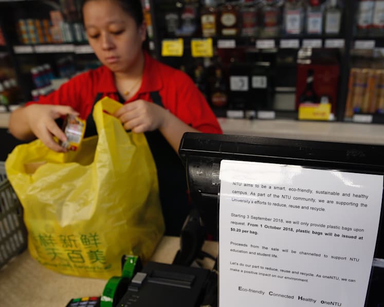 Not so green, NTU stores give out plastic bags freely despite initiative to cut down usage
