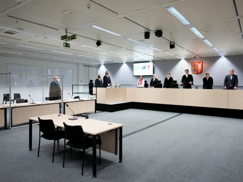 The hearing was the second attempt to start proceedings against Furchner after she did not turn up for the initial trial on Sept 30 (pictured), and managed to evade police for several hours before being apprehended in the nearby city of Hamburg and held in custody for five days.