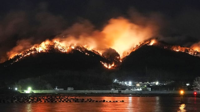 日本岩手县大船渡市林火在延烧12天后被扑灭