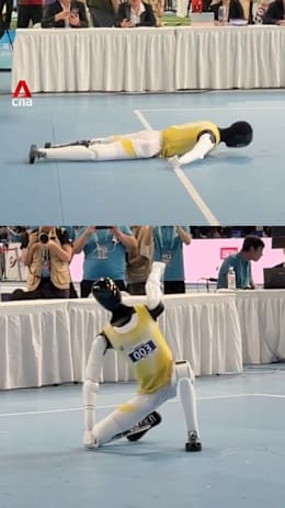 Robot falls flat on its face while attempting gymnastics routine
