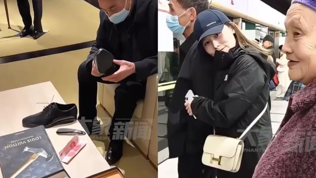 中国八旬爷爷看中名牌皮鞋 孙女与店员上演“砍价”戏码让爷爷放心买