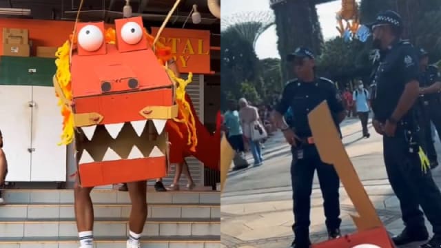 六人以纸皮舞龙上街游行 疑似惊动警方