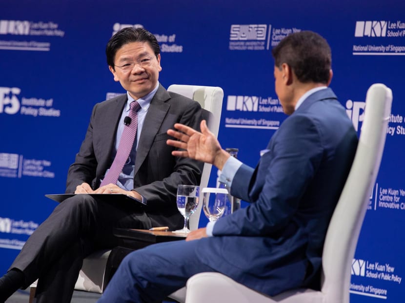 Deputy Prime Minister Lawrence Wong (left) and Dr Fareed Zakaria (right), moderator at a dialogue for the Reinventing Destiny conference held at Singapore's Sands Expo and Convention Centre on Aug 14, 2023. Deputy Prime Minister Lawrence Wong (left) and Dr Fareed Zakaria (right), moderator at a dialogue for the Reinventing Destiny conference held at Singapore's Sands Expo and Convention Centre on Aug 14, 2023.