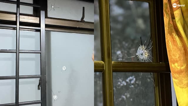 后港两组屋窗户遭玻璃弹珠射出12弹孔 所幸无人受伤