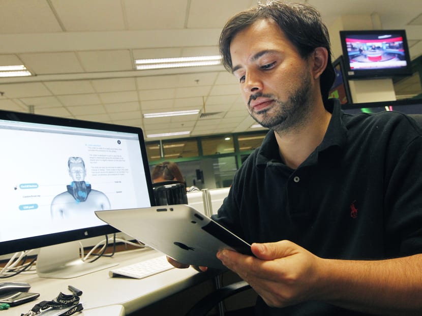 TODAY senior art director Rodolfo Carlos Pazos won the Award for Excellence in Infographics at the SOPA awards for an infographic on an inflatable bicycle helmet. Photo: Don Wong