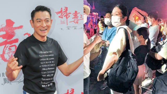 刘德华妻女游迪士尼乐园　朱丽倩半跪霸位赏烟花