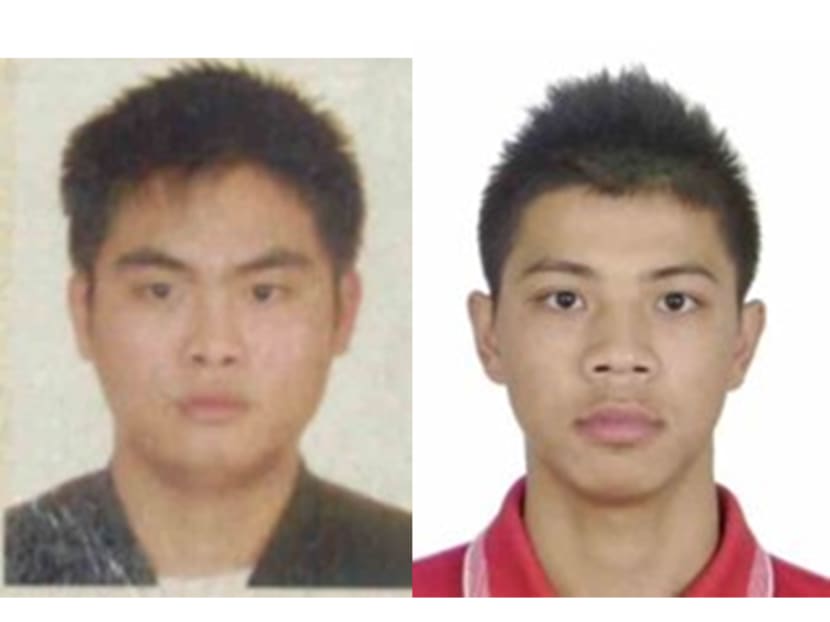 Warrants of arrest and Interpol Red Notices have been issued against Su Yongcan (left) and Wang Huoqiang. Warrants of arrest and Interpol Red Notices have been issued against Su Yongcan (left) and Wang Huoqiang.