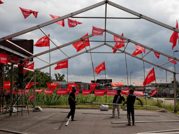 Pakatan Harapan (PH) flags at Ayer Hitam, Johor, on Nov 8, 2022. 