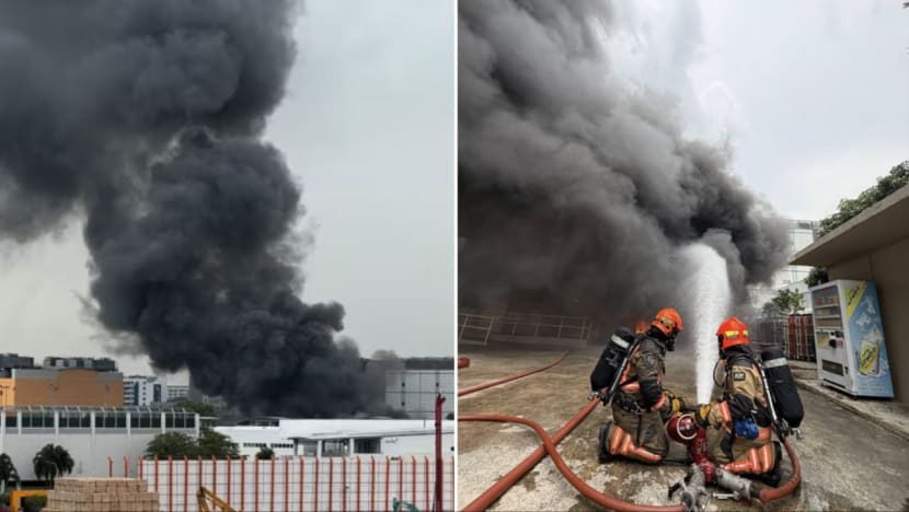 Fire breaks out at Tampines industrial building; workers and students nearby evacuated Fire breaks out at Tampines industrial building; workers and students nearby evacuated
