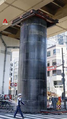 Investigations ongoing after giant pipe emerges from Osaka road