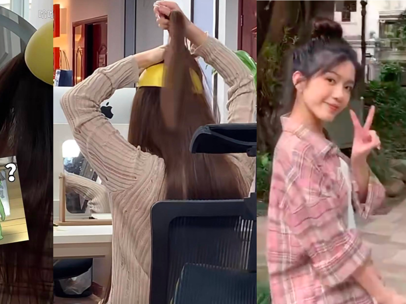 New beauty trend in China sees women wearing pomelo peel as a cap to achieve fuller looking hair 