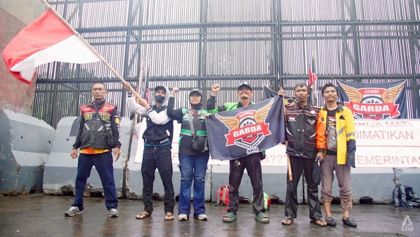 Planned protest by online drivers in Indonesia fizzles out amid wet weather Planned protest by online drivers in Indonesia fizzles out amid wet weather
