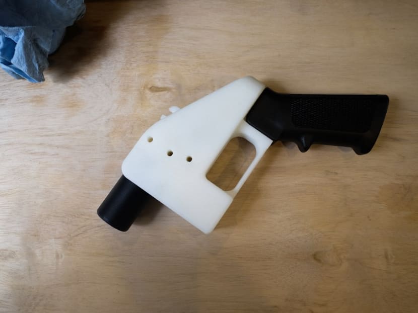 A 3D-printed gun, called the "Liberator", is seen in a factory in Austin, Texas in the United States.