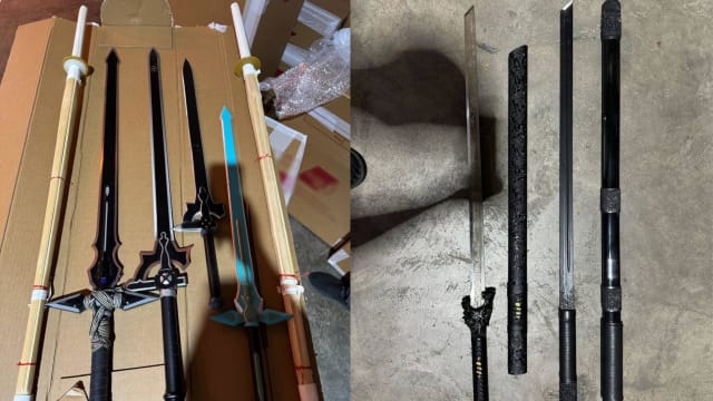 不法份子企图用集装箱走私十把剑 被移民与关卡局人员识破