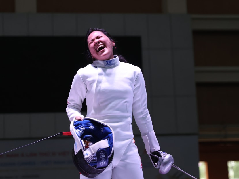 Elle Koh celebrates her semi-final victory. 