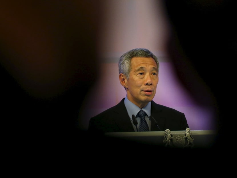 Singapore's Prime Minister Lee Hsien Loong delivers his keynote address of the International Institute for Strategic Studies (IISS) Shangri-La Dialogue in Singapore May 29, 2015. :Photo: Reuters Singapore's Prime Minister Lee Hsien Loong delivers his keynote address of the International Institute for Strategic Studies (IISS) Shangri-La Dialogue in Singapore May 29, 2015. :Photo: Reuters