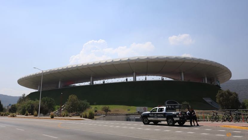 Mexican fans enjoy a brief respite from violence as they gaze at World Cup trophy