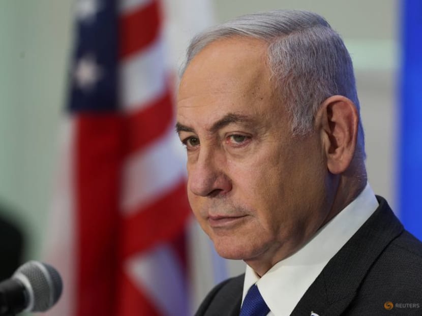 Israeli Prime Minister Benjamin Netanyahu addresses the Conference of Presidents of Major American Jewish Organisations, amid the ongoing conflict between Israel and the Palestinian Islamist group Hamas, in Jerusalem, on Feb 18, 2024. 