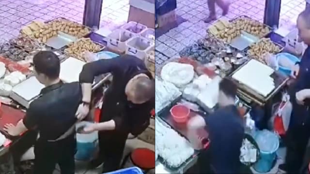 被陌生人贴上药膏 中国摊贩瞬间昏倒视频疯传 