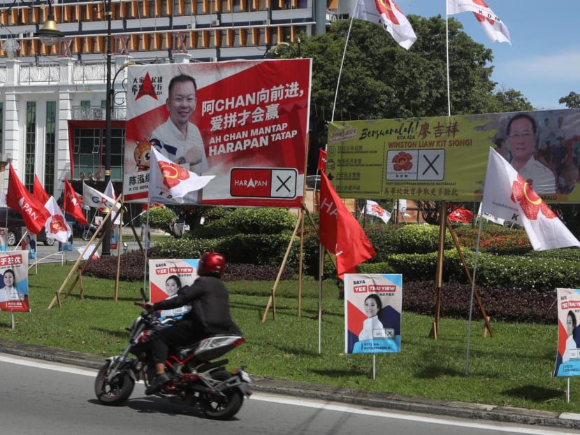 Party flags and posters of candidates in Kota Kinabalu, Sabah, on Nov 13, 2022. Party flags and posters of candidates in Kota Kinabalu, Sabah, on Nov 13, 2022.