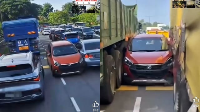 轿车被指逆行穿越车龙受困罗厘之间 马国警方：进错车道
