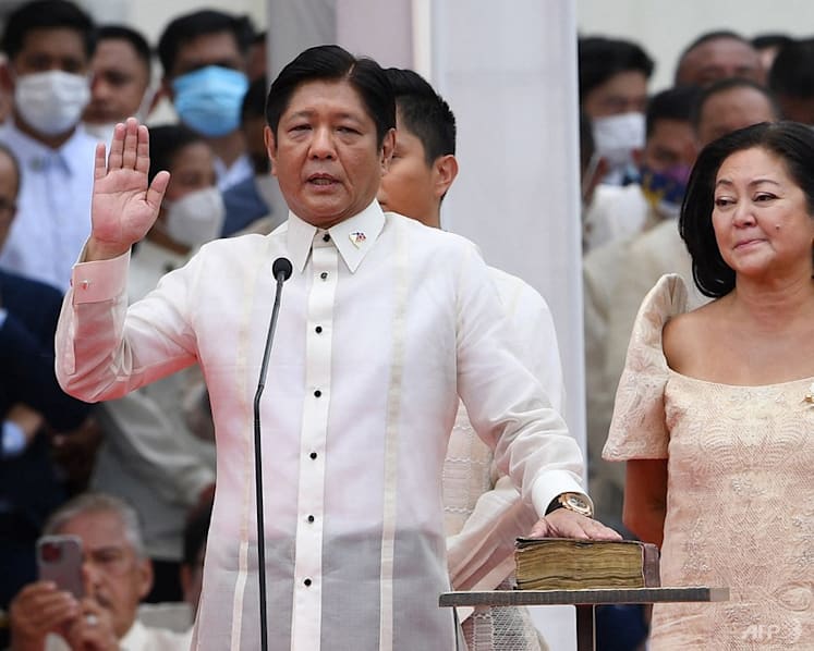 Ferdinand Marcos Jr praises late father’s legacy as he is sworn in as Philippine president