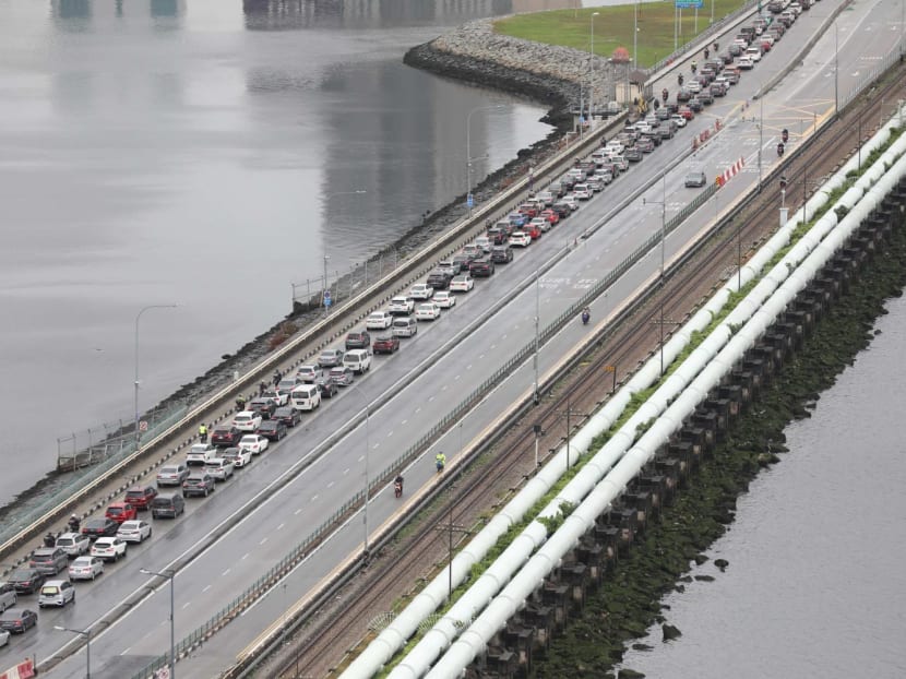Heavy departing car traffic bound for Johor Bahru, Malaysia seen at the Woodlands Checkpoint, on Jan 20, 2023. Heavy departing car traffic bound for Johor Bahru, Malaysia seen at the Woodlands Checkpoint, on Jan 20, 2023.