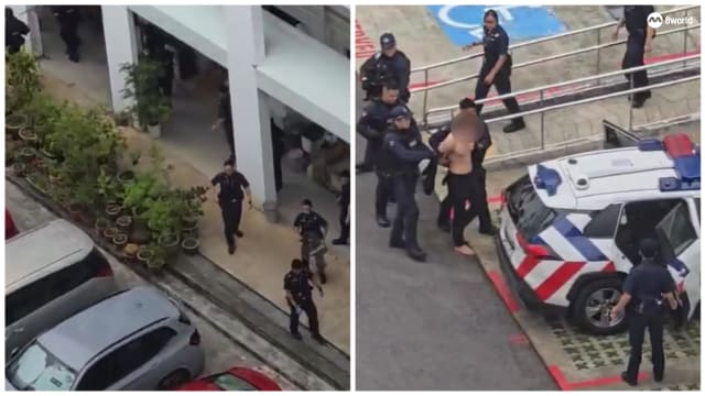 半裸男疑身上藏毒 警方大阵仗逮人 