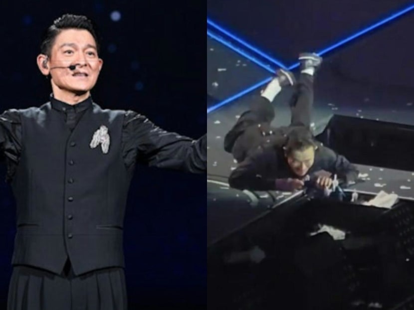 Andy Lau trips over hole on stage after months of near-miss accidents during concert tour