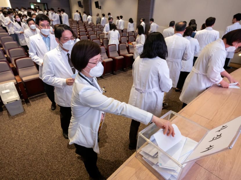 A professor at a medical school submits a resignation form at a hospital in Seoul, South Korea on March 25, 2024. A professor at a medical school submits a resignation form at a hospital in Seoul, South Korea on March 25, 2024.