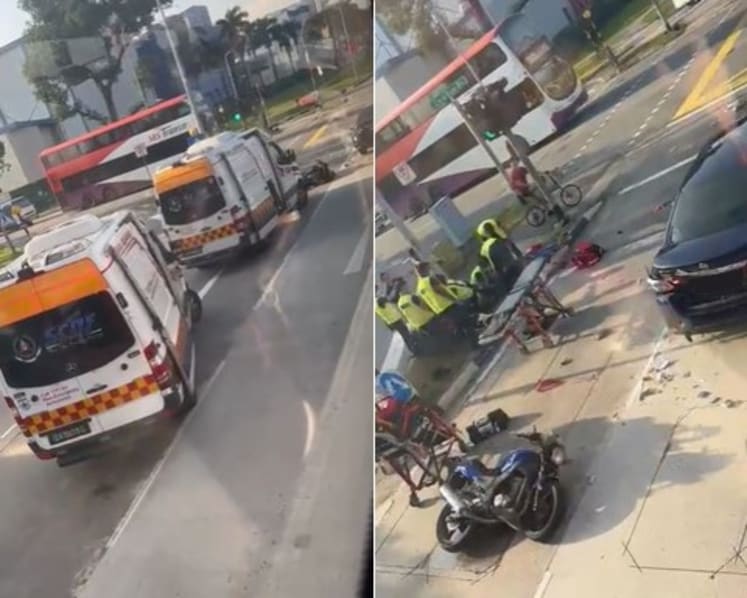 Motorcyclist, pillion rider taken to hospital after accident with car in Boon Lay